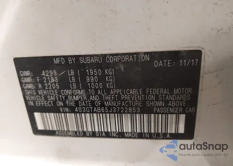 2018 Subaru Impreza 2.0I Premium z USA, uszkodzony, nr VIN 4S3GTAB65J3722853